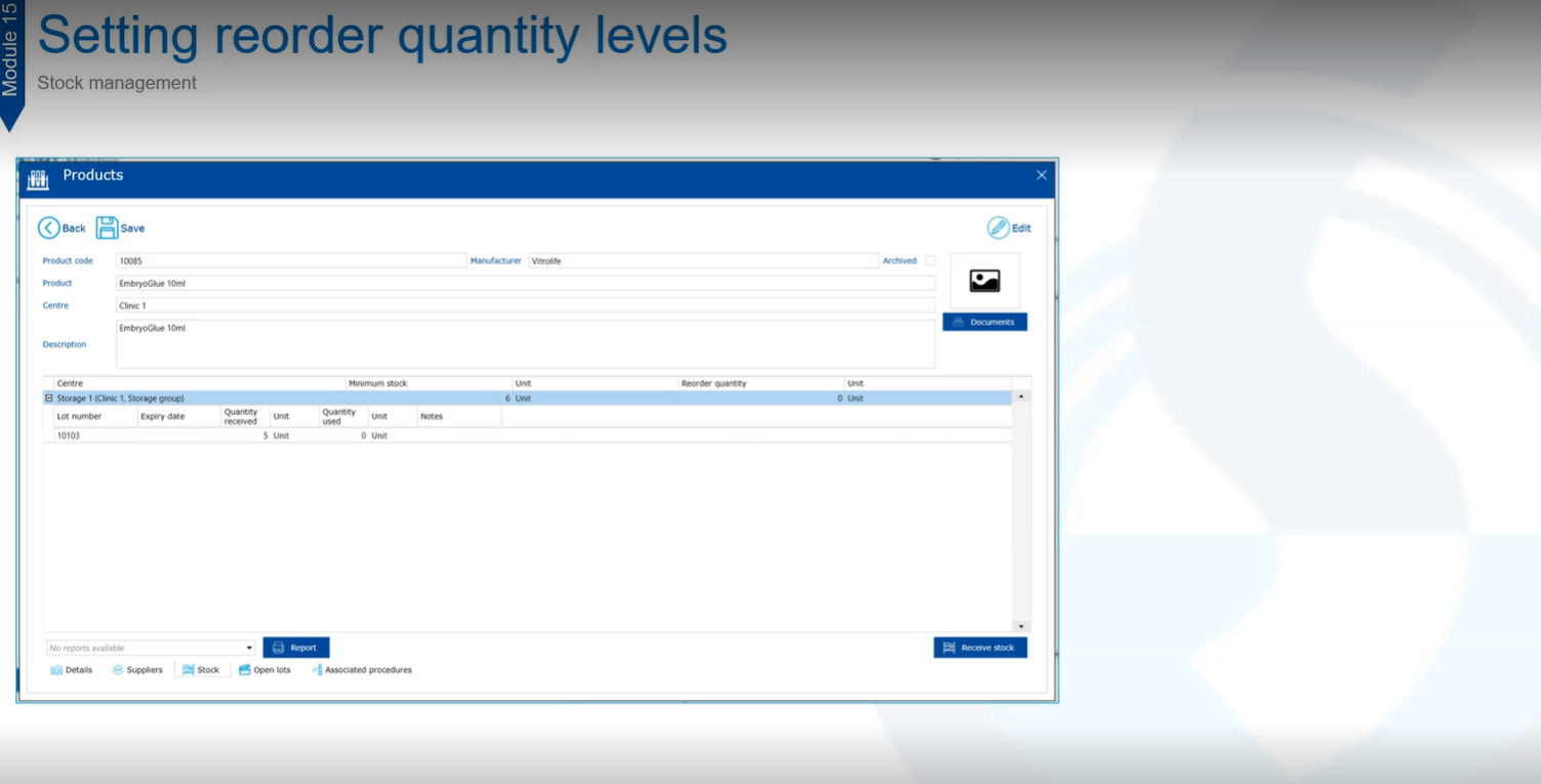 v5.3 M15S8 Setting reorder quantity levels Matcher